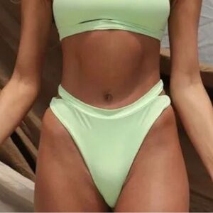 High Waisted Bottom TOAST SWIM Size XS Signature Cut Out NWT Paradise Green